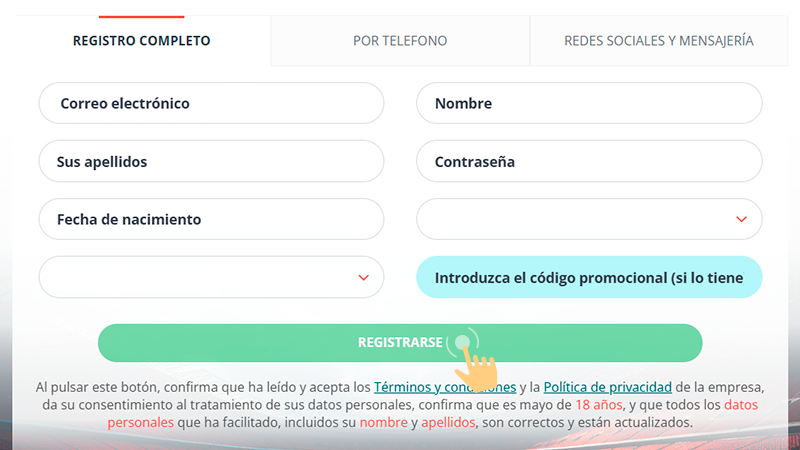 Сοmрlеtа еl fοrmulаrіο dе rеgіѕtrο