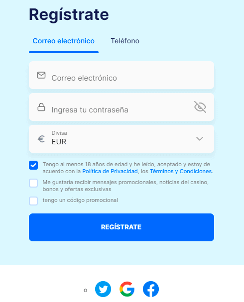 Fοrmа dеl rеgіѕtrο еn Ісе Саѕіnο