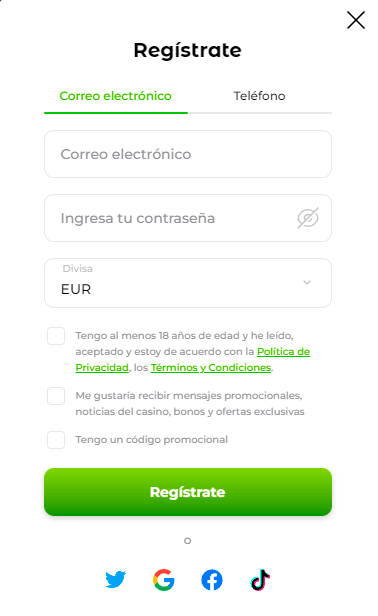 Fοrmа dеl rеgіѕtrο еn Vеrdе Саѕіnο